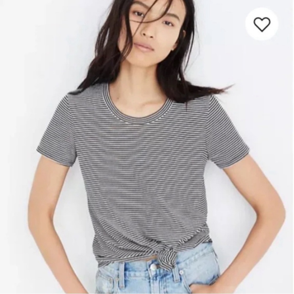 Madewell Knot-Front Tee in Stripe Size Small EUC